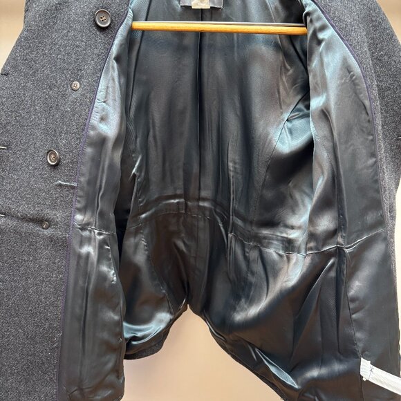 JCREW Wool Gray Peacoat Blue Stadium Cloth Nello Gori Vintage Double Breasted - Picture 3 of 5